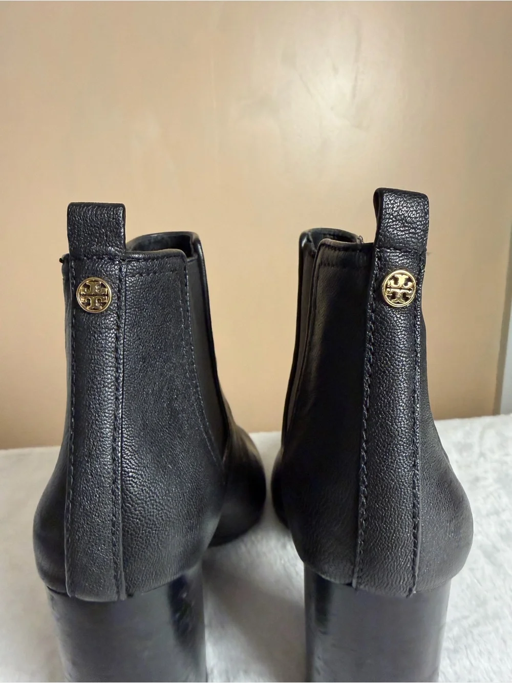 Tory Burch black leather Chelsea booties